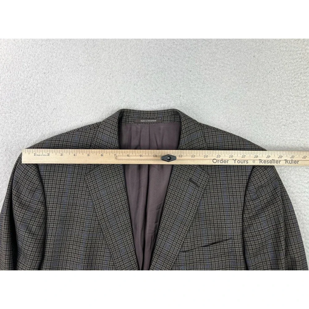 Ermenegildo Zegna Mens 46R Gray Plaid Wool Tweed Sport Coat Blazer EU 56R